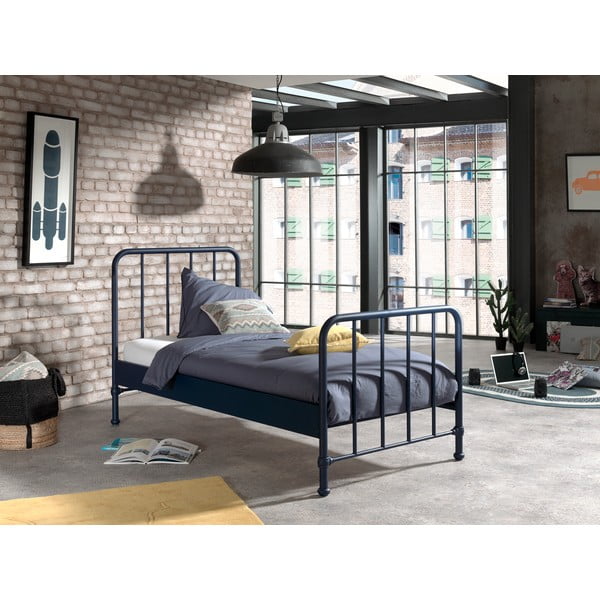 Letto per bambini in metallo blu scuro 90x200 cm BRONXX - Vipack-image-1