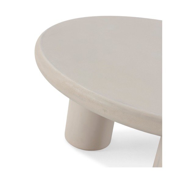 Tavolino da salotto rotondo color crema con effetto pietra ø 80 cm Iriel – MOME-image-4