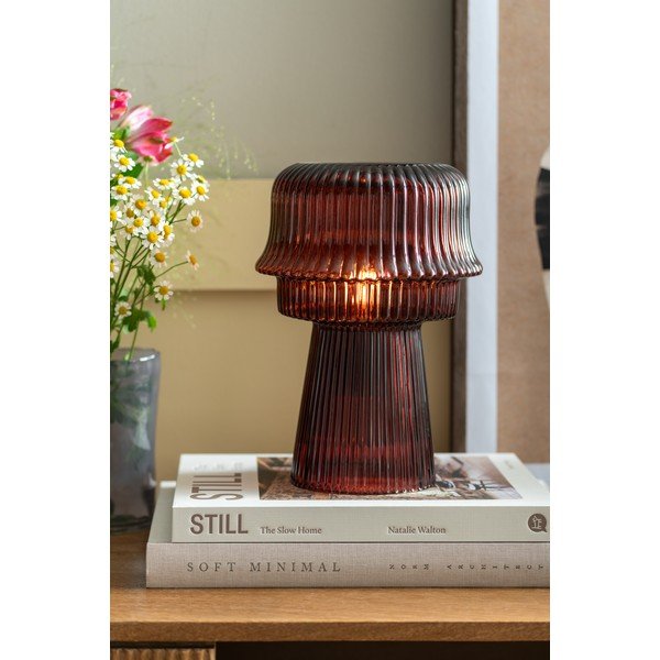 Lampada da tavolo burgundy in vetro (altezza totale 26 cm) Cadiz – Leitmotiv-image-1