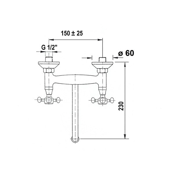 Rubinetto per lavandino color bronzo da parete (con una uscita) Antea – Sapho-image-2