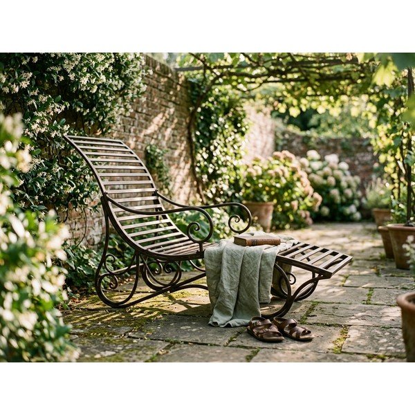 Sedia a sdraio nera da giardino in metallo Kuwa - Garden Pleasure-image-1