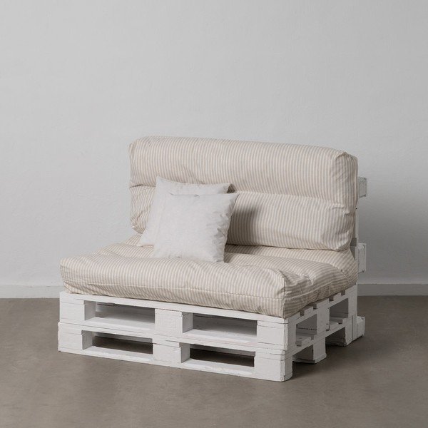 Set di 4 sedie da giardino di pallet bianche e beige 80x112 cm - Ixia-image-1