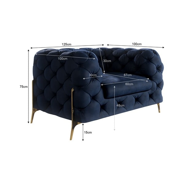 Poltrona blu scuro con rivestimento in velluto Chelsea Bis – Ropez-image-4