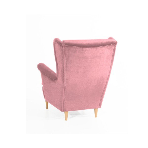 Poltrona rosa con gambe marrone chiaro Clint Suede - Max Winzer-image-4