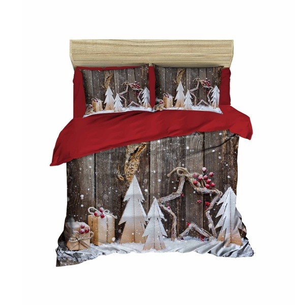 Set di biancheria e lenzuola per letto matrimoniale Natale Legno, 200 x 220 cm - Mijolnir