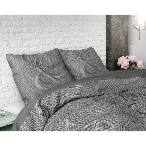 Biancheria da letto singola in cotone Mr and Mrs Knitted, 140 x 200/220 cm - Pure Cotton-image-1
