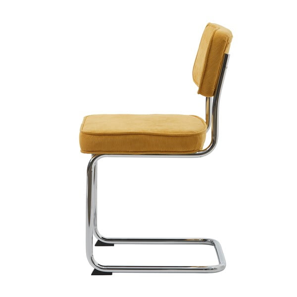 Sedia da pranzo in velluto a coste giallo Rupert - Unique Furniture-image-4