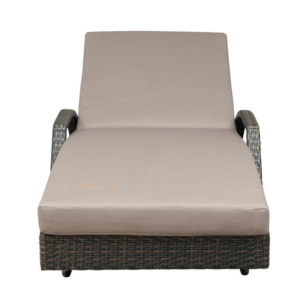 Sdraio da giardino marrone/beige in rattan artificiale Redondo – Unique Furniture-image-2