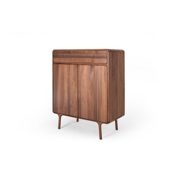 Cassettiera marrone in noce massiccio 90x110x45 cm Fawn – Gazzda-image-4