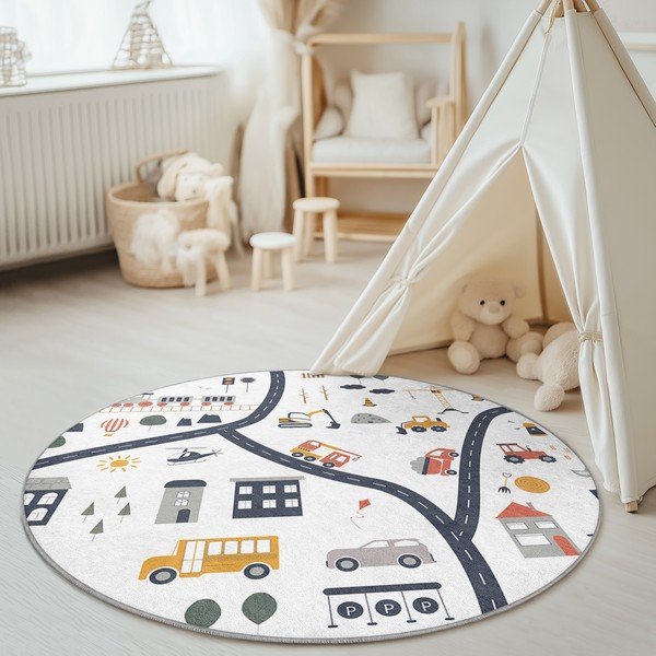 Tappeto da gioco per bambini lavabile ø120 cm World Around Me – Mila Home-image-2