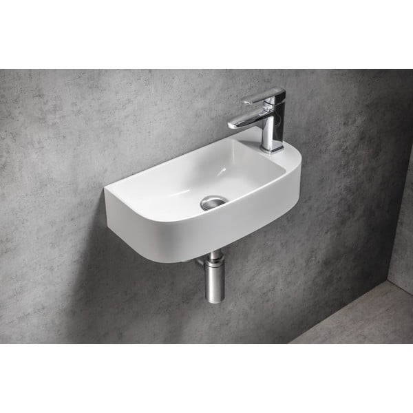 Lavabo bianco in composito minerale 44x22 cm Alga – Sapho-image-1