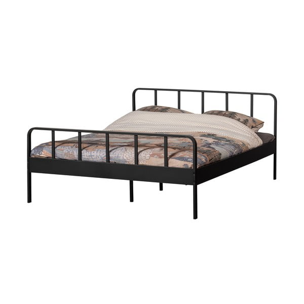 Letto matrimoniale in metallo nero con griglia 160x200 cm Mees - WOOOD-image-4