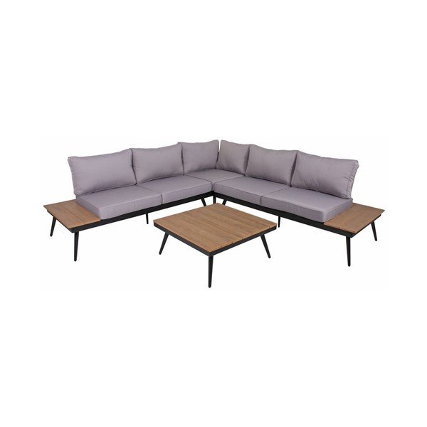 Panca da giardino con tavolo portaoggetti con dettagli in legno di eucalipto ADDU Riba - Garden Pleasure