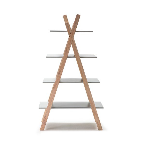 Libreria per bambini con ripiani grigi e struttura in legno di pino Elisa - Marckeric-image-3