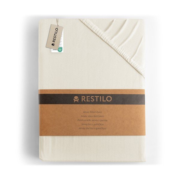 Lenzuolo con angoli bianco/color crema in jersey 160x200 cm Amber – Restilo-image-4