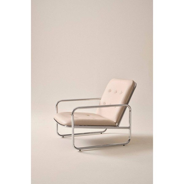 Poltrona beige con rivestimento in finta pelle Almelo – Jotex-image-1