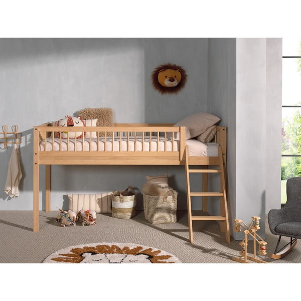 Letto rialzato per bambini in legno di quercia in colore naturale 90x200 cm Forrest - Vipack-image-1