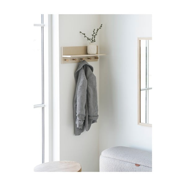 Attaccapanni da parete beige con scaffale 50 cm Rocca – House Nordic-image-1