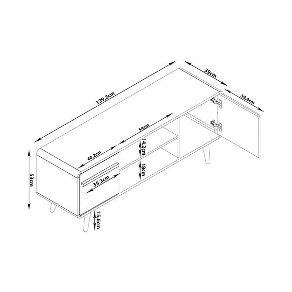 Tavolo TV nero in rovere 140x53 cm Chantal - Støraa-image-4