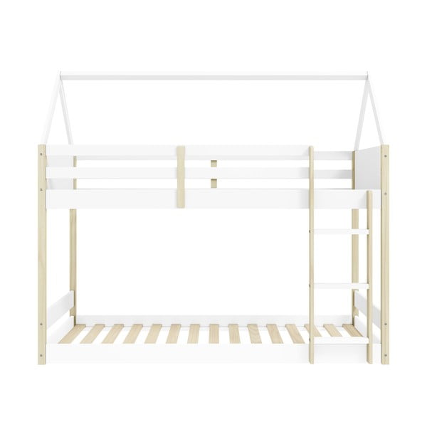 Letto da bambini a forma di casa/a castello bianco/di colore naturale 90x190 cm Valka – Marckeric-image-3