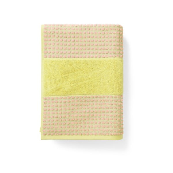 Asciugamano tipo terry giallo e rosa in cotone organico 50x100 cm Check – JUNA