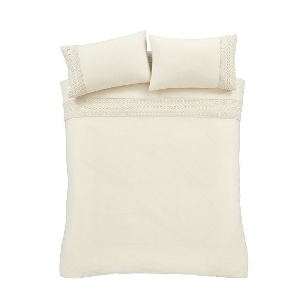Set copripiumino e federa color crema per letto singolo 135x200 cm Broderie Anglaise – Catherine Lansfield