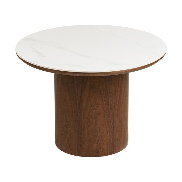Tavolino da salotto rotondo colore naturale scuro con piano in ceramica ø 60 cm Noli – House Nordic-image-2