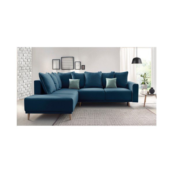 Divano letto angolare blu navy Mola L, angolo sinistro - Bobochic Paris-image-4