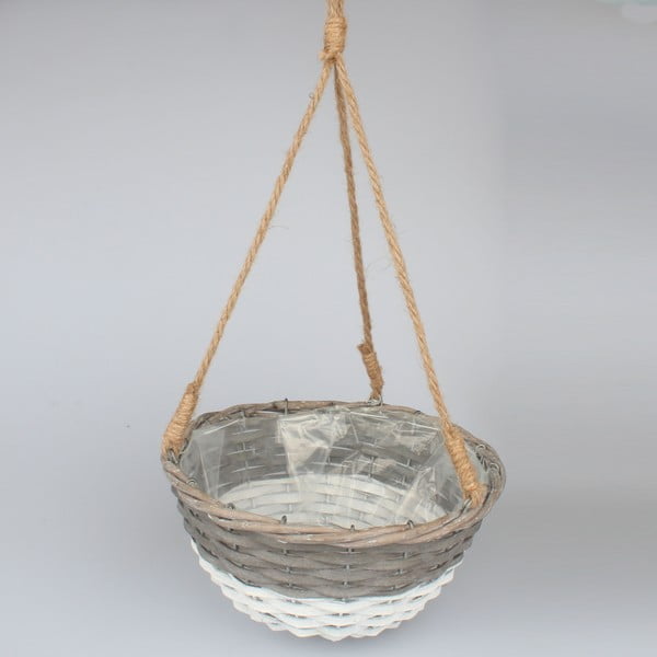Bílošedý ratanový závěsný květináč Dakls