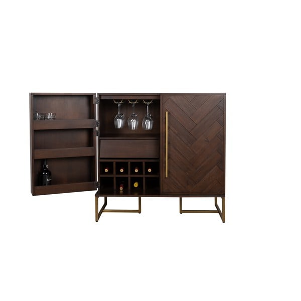 Mobile da vino in legno esotico per 24 bottiglie, 100x100 cm Class - Dutchbone-image-3