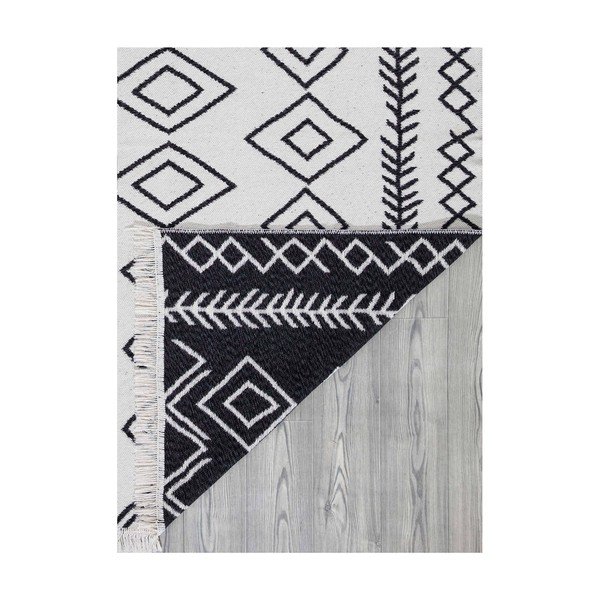 Tappeto in cotone bianco e nero , 60 x 100 cm Duo - Oyo home-image-4