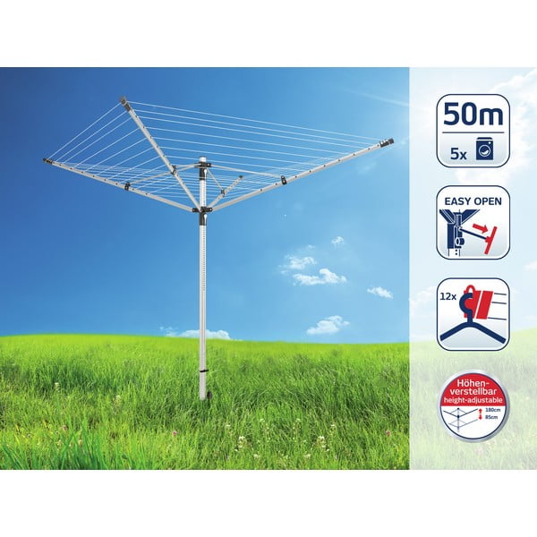 Stendino da giardino argentato 50 m LinoLift 500 – LEIFHEIT-image-1