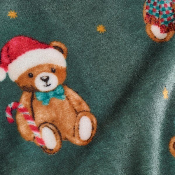 Coperta verde scuro a tema natalizio 170x130 cm Christmas Tartan Teddy Bear – Catherine Lansfield-image-3