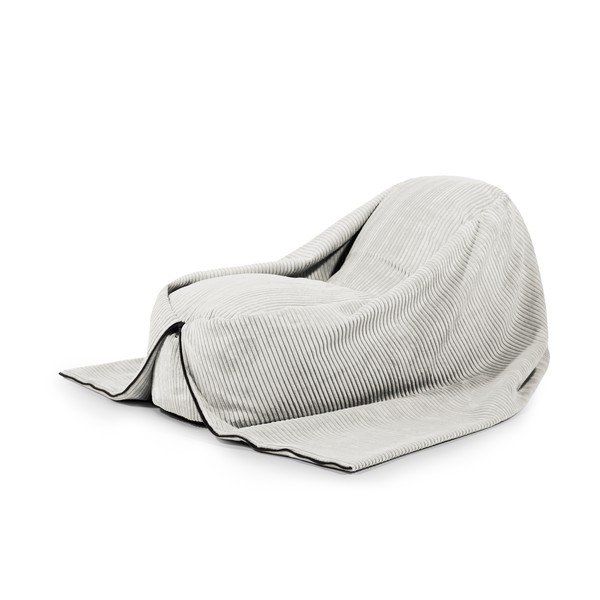 Pouf a sacco per bambini color crema con rivestimento in velluto a coste Cocoon 120 – SLOWDOWN