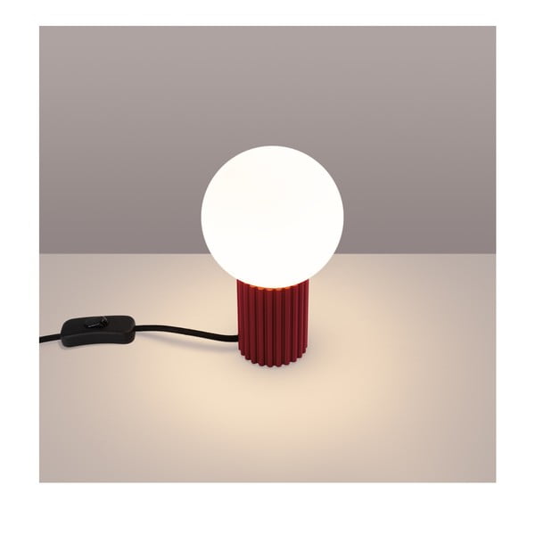 Lampada da tavolo burgundy con paralume in vetro (altezza totale 19 cm) Orbital – Sollux-image-1