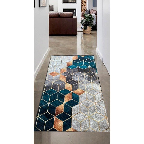 Tappeto turchese Optic, 80 x 200 cm - Rizzoli-image-2