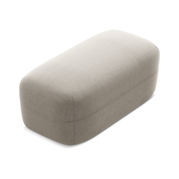 Poggiapiedi beige con rivestimento in velluto Moana – Makamii-image-2