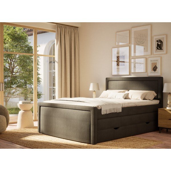 Letto boxspring color antracite con contenitore 200x200 cm Fresco – Maison de Rêve-image-3