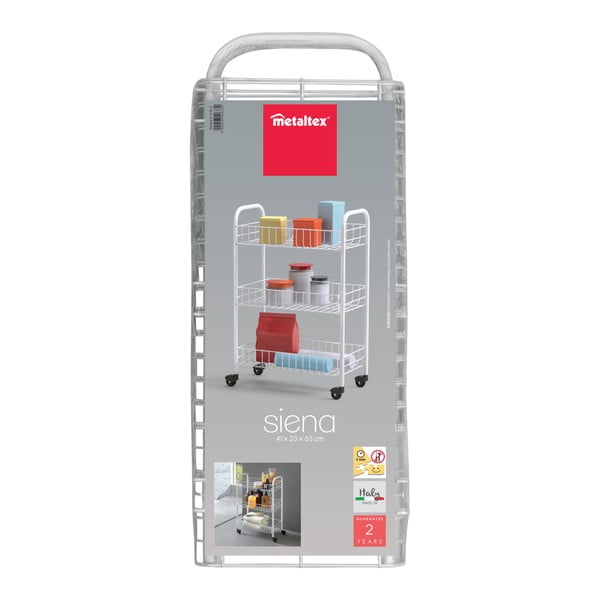 Carrello portaoggetti bianco in metallo 41x63x23 cm Siena – Metaltex-image-2