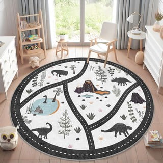 Tappeto da gioco per bambini bianca e nera lavabile ø100 cm Dino Park – Mila Home