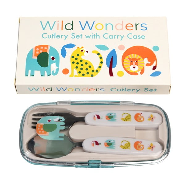 Posate per bambini color crema in acciaio inox 2 pz Wild Wonders – Rex London-image-3