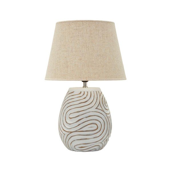 Lampada da tavolo color crema con paralume in tessuto in poliresina (altezza totale 55 cm) Oblix – Mauro Ferretti