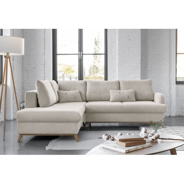 Divano angolare beige allungabile/con contenitore (con penisola a sinistra/a L) Scandic Lagom – Miuform-image-1