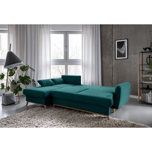 Divano angolare turchese allungabile/con contenitore (con penisola a sinistra/con chaise lounge) Scandic Lagom – Miuform-image-3