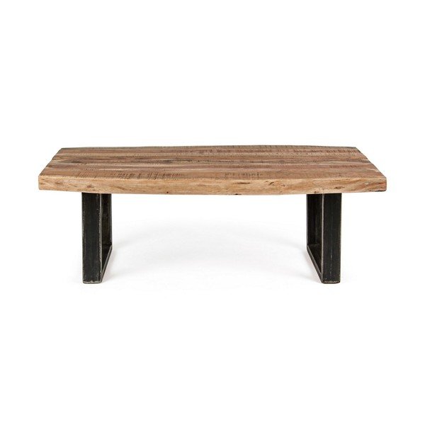 Tavolino da salotto nero/di colore naturale con piano in acacia 70x120 cm Elmer – Bizzotto-image-2