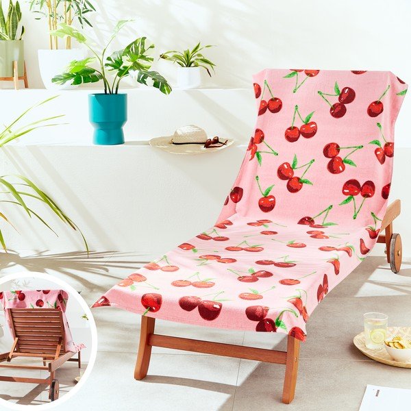 Telo mare rosa in cotone 78x200 cm Cherries – Catherine Lansfield-image-4
