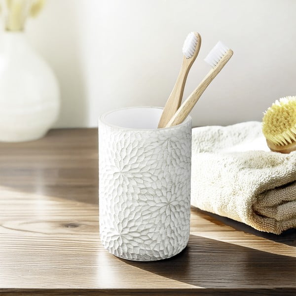 Portaspazzolino bianco/dorato in poliresina Montalfano – Wenko-image-1