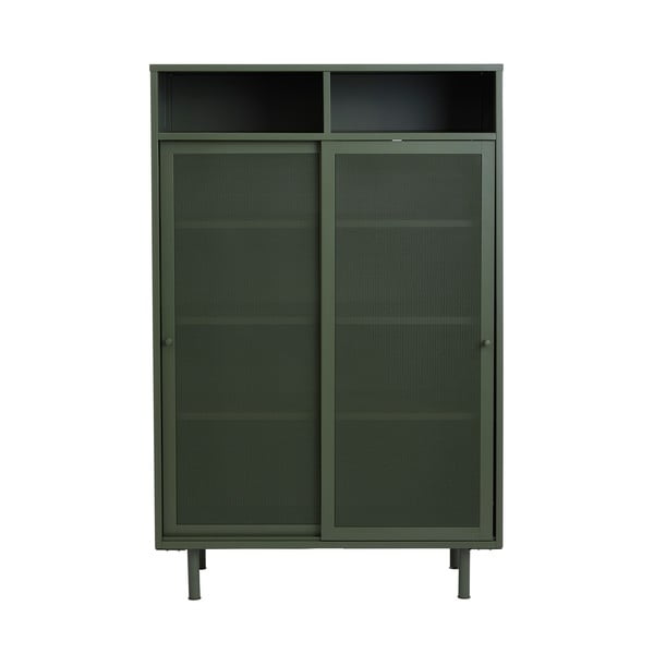 Armadietto in verde scuro in metallo con porte scorrevoli 90x140x40 cm Veep – Unique Furniture