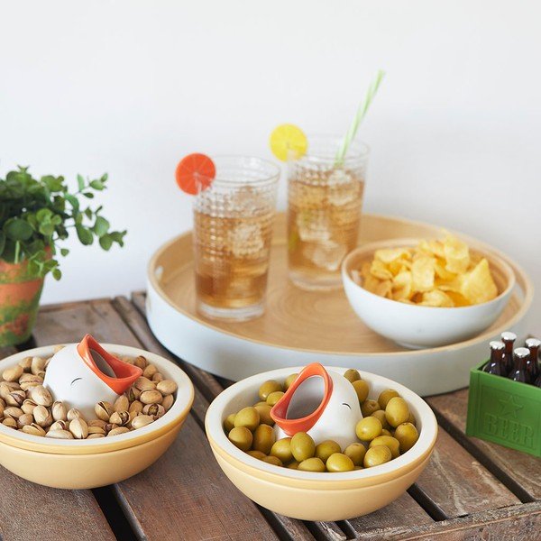 Ciotolina da portata gialla/bianca in ceramica 250 ml Hungry Bird – Balvi-image-1