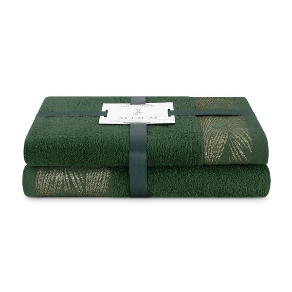 Asciugamani e teli da bagno in spugna di cotone verde in set di 2 pezzi Allium - AmeliaHome